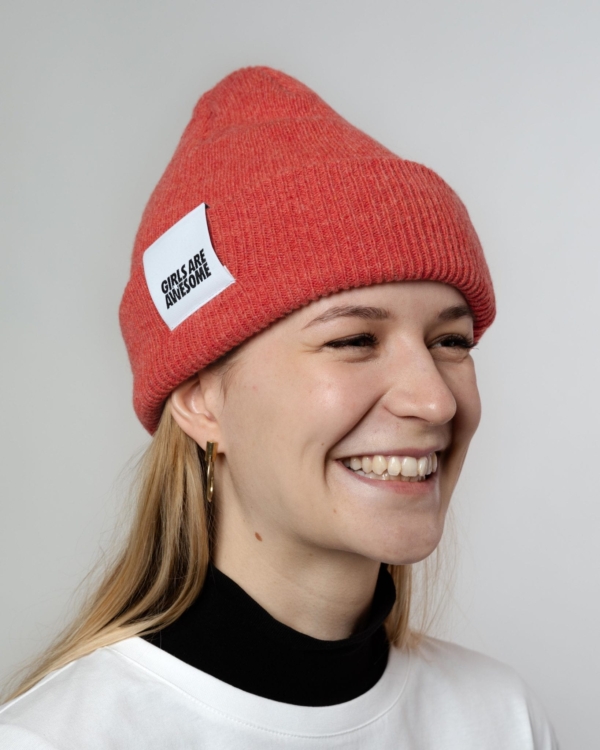 Girls are Awesome Merino Icon Beanie papaya