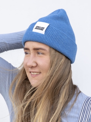 Girls Are Awesome Single Drip Lamb Wool Beanie Blue