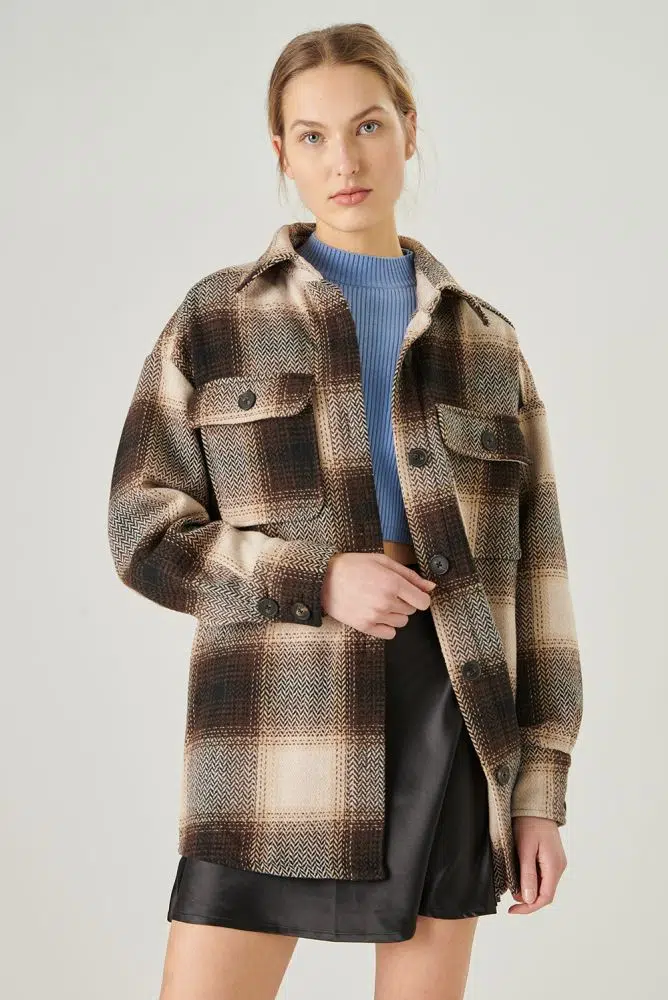 24 Colors shirt brown checkered 24 Colors shirt brown checkered