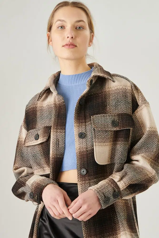 24 Colors shirt brown checkered 24 Colors shirt brown checkered