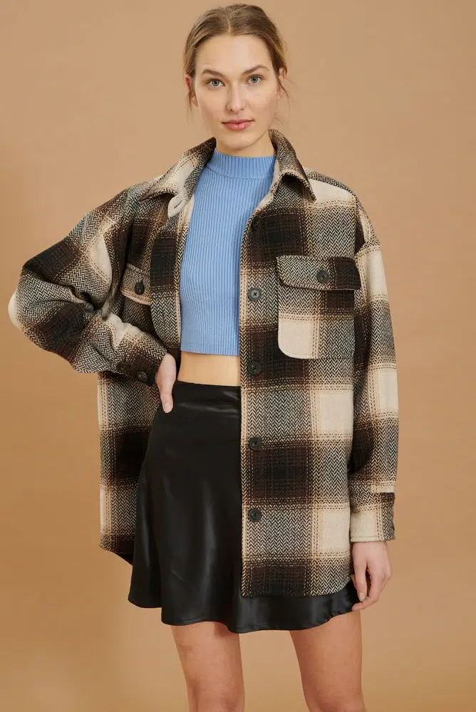 24 Colors shirt brown checkered
