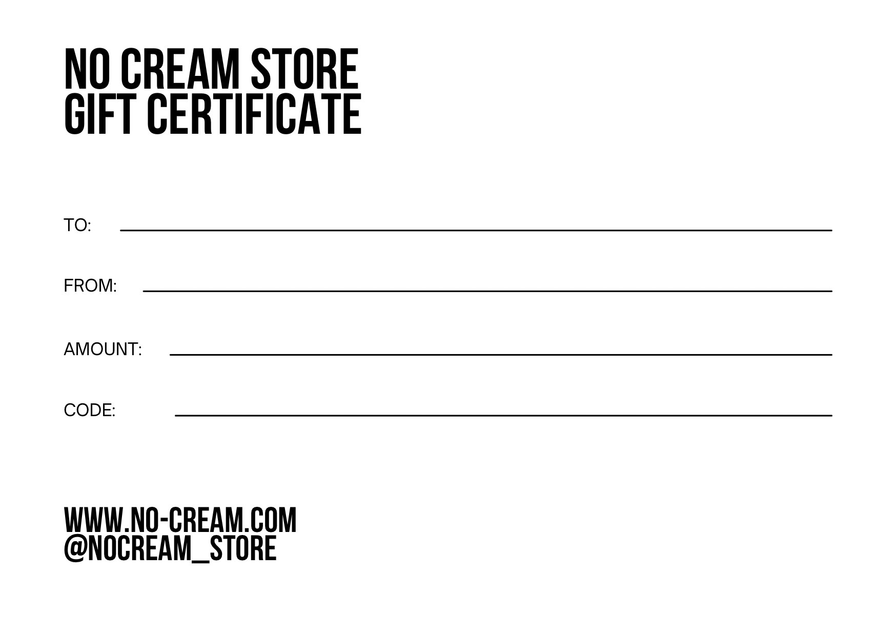 Geschenkgutschein No Cream Store