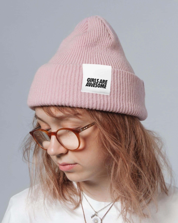 Girls are Awesome Single Drip Beanie blush