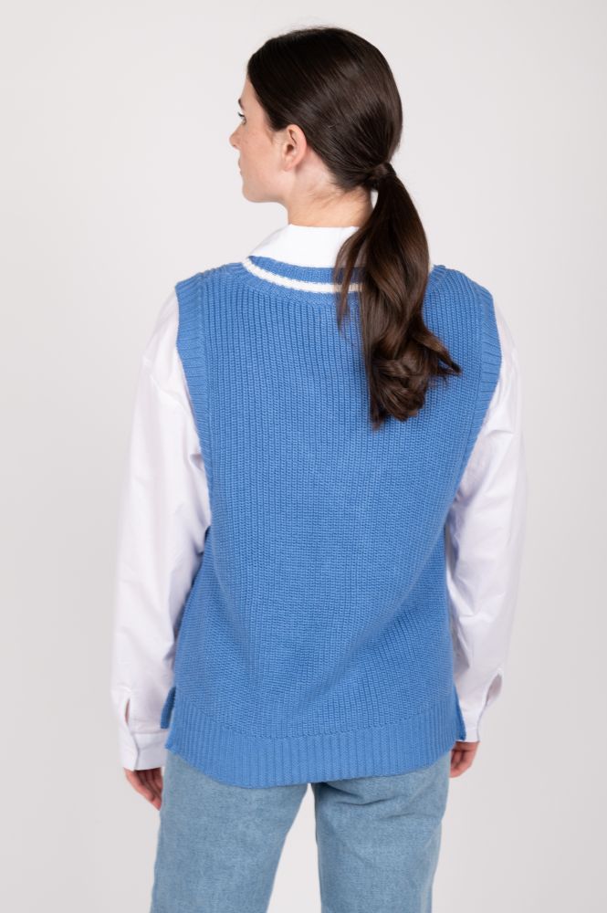 24 Colors knit sweater vest blue 24 Colors knit sweater vest blue