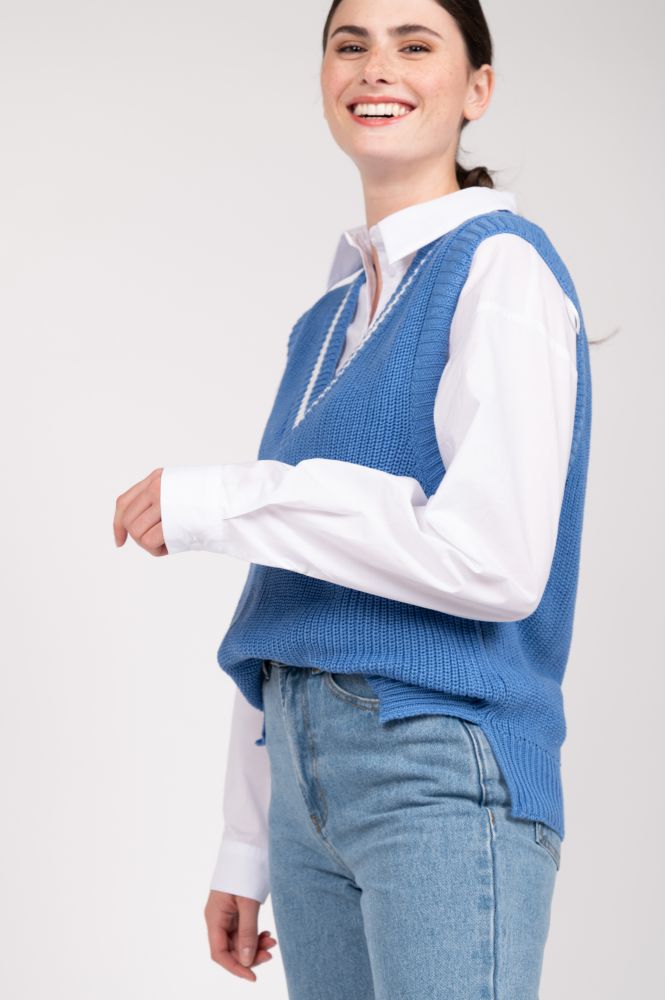 24 Colors knit sweater vest blue 24 Colors knit sweater vest blue
