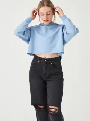 24 Colors hoodie cropped light blue