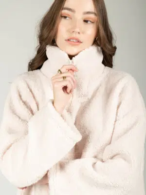 24 Colours Fleecepullover creme weiss