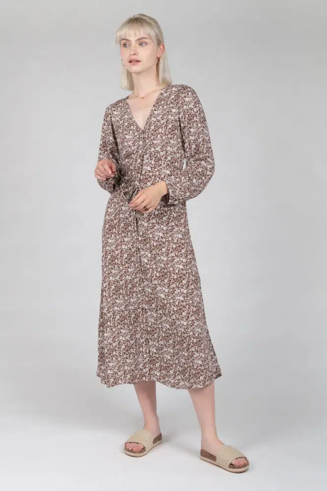 24 Colours dress maxi brown patterned