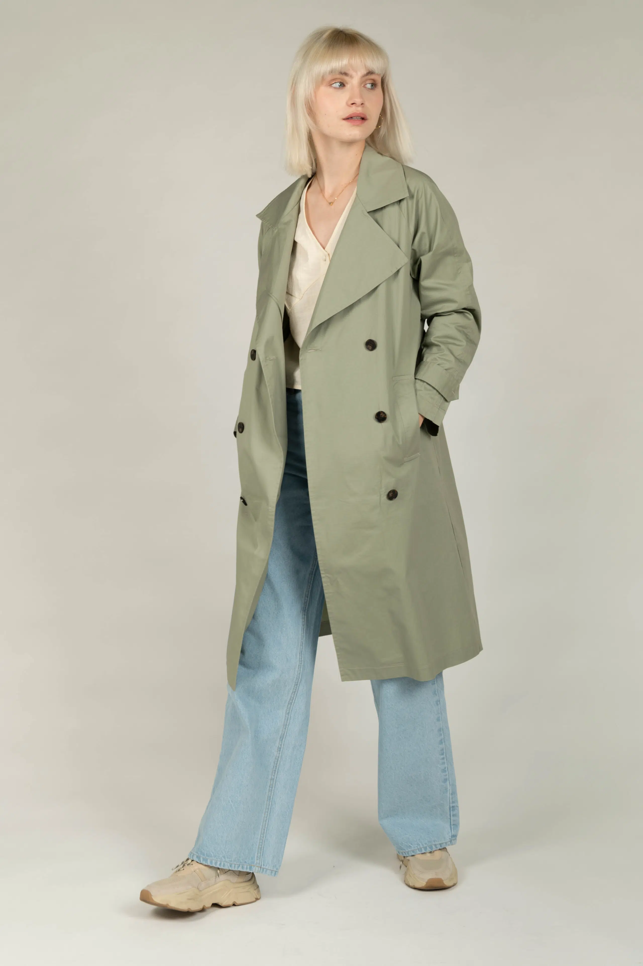 24 Colours trench coat light green
