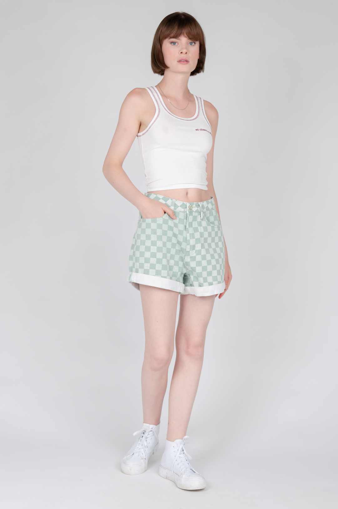 24 Colours Shorts checked green