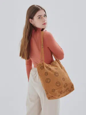 24 Colours Tasche mit Smileys braun
