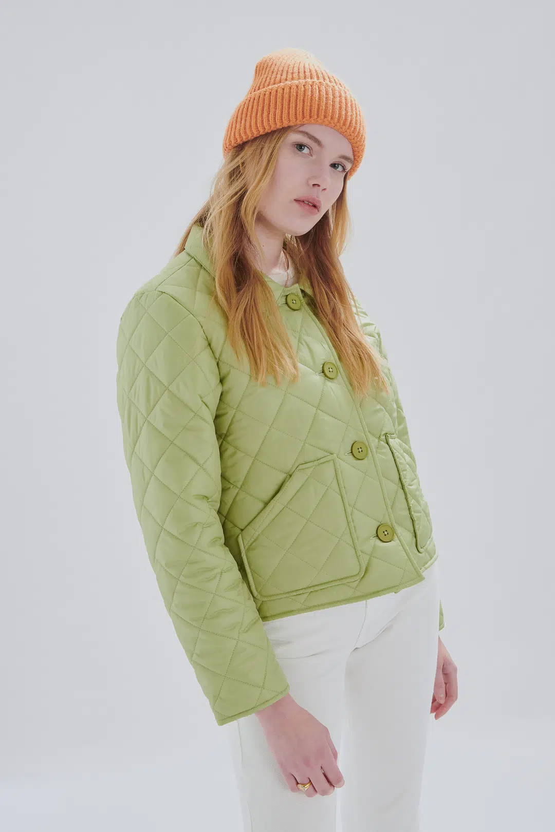 24 Colours quilted jacket light green
