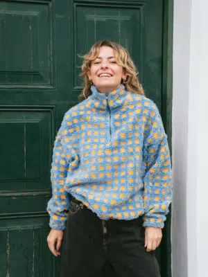 24 Colours Fleecepullover blau gemustert
