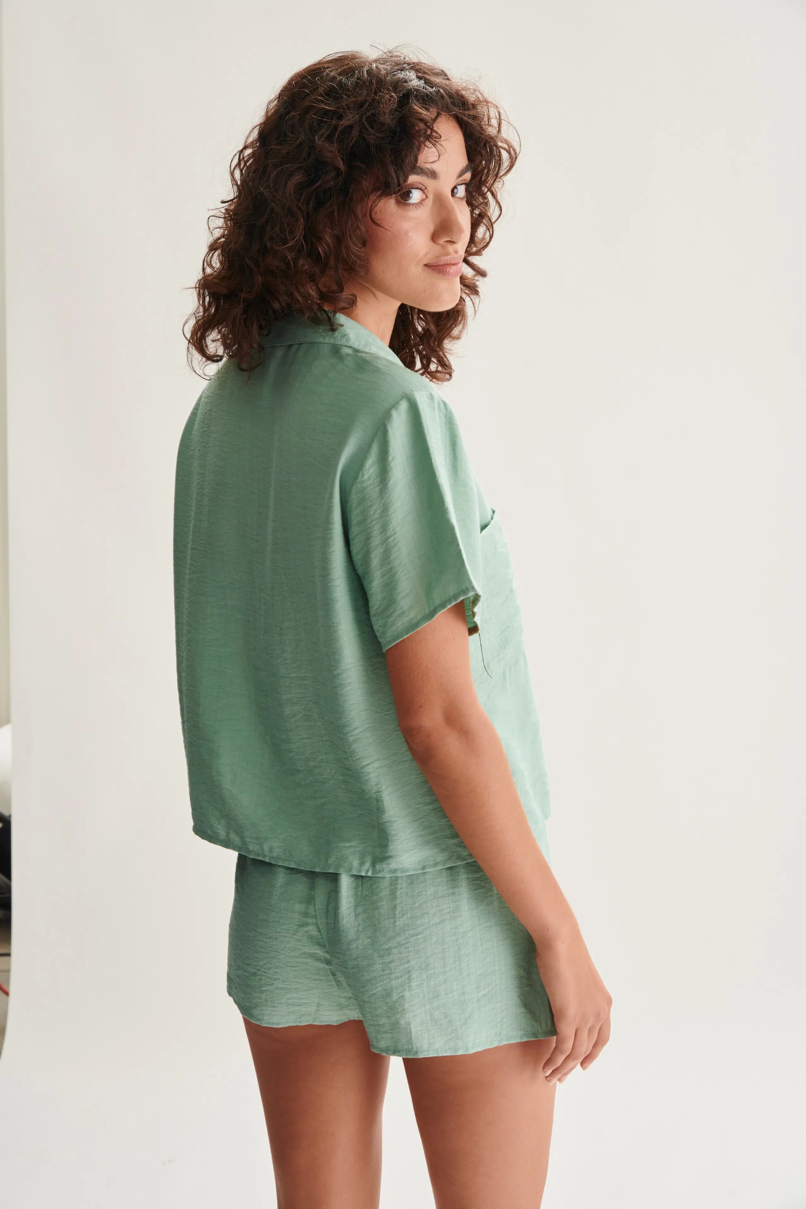 24 Colours Kurzarm Bluse mint