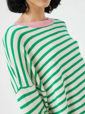 Compania Fantastica Dünner Strickpullover gestreift grün