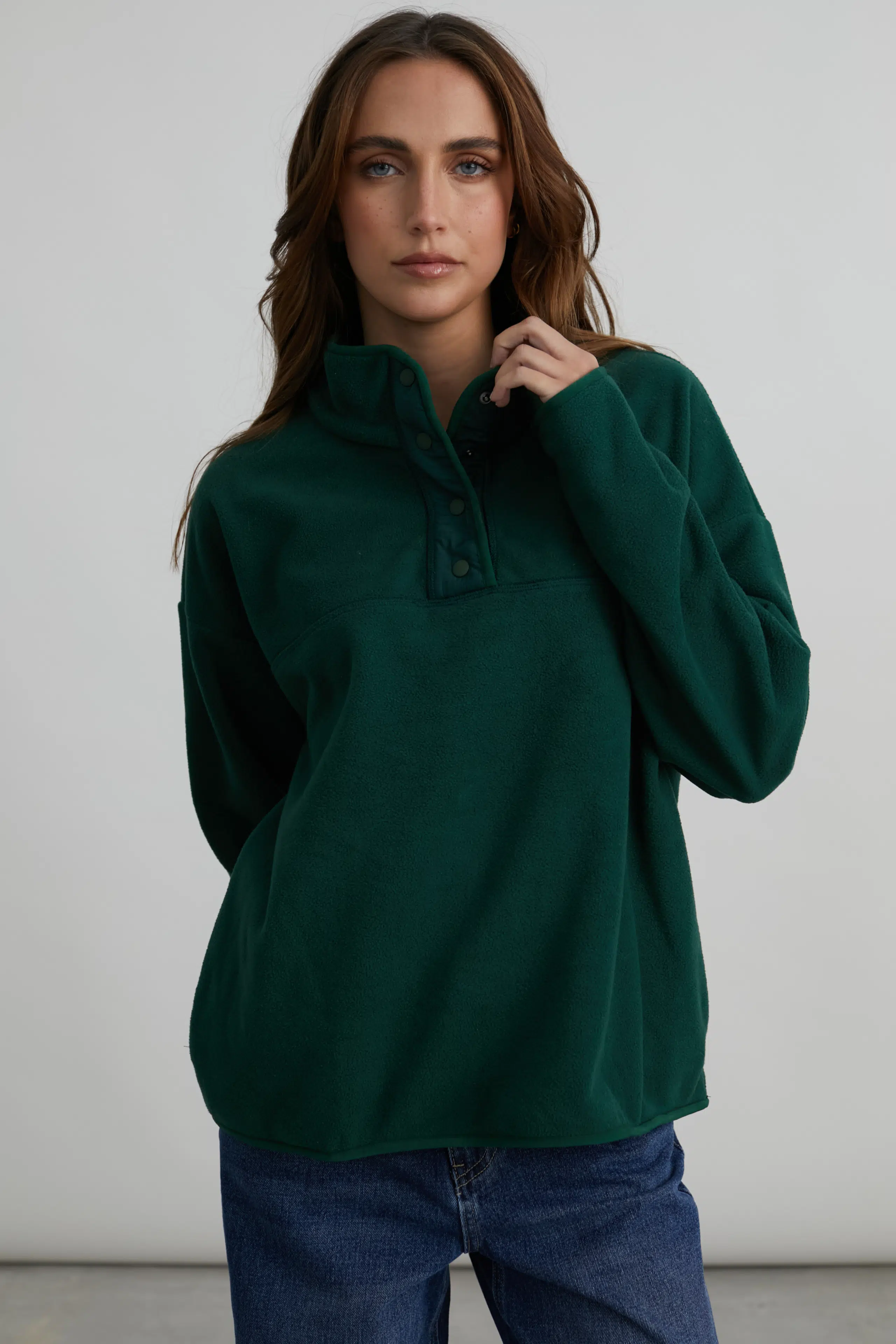 13_50802a_780 24 Colours Fleecepullover dunkelgrün