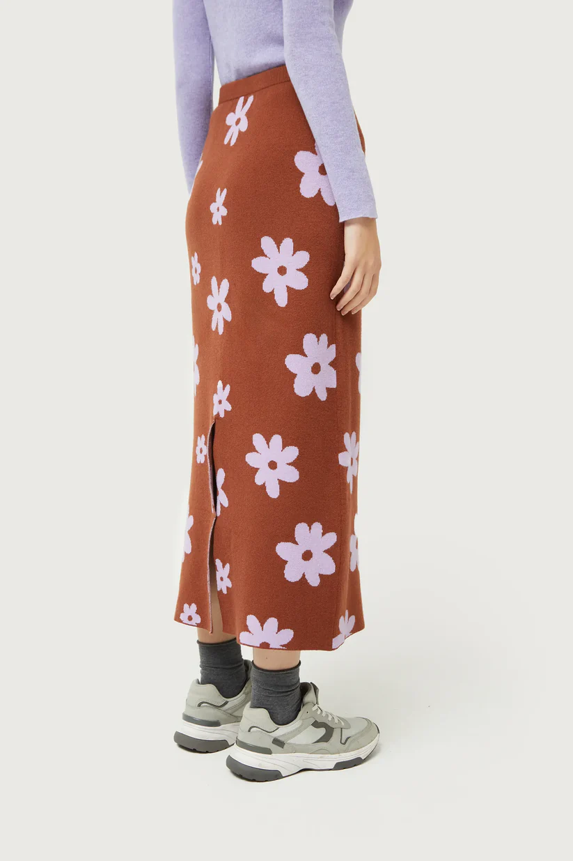 Compania Fantastica Strickrock Weinrot mit Blumen