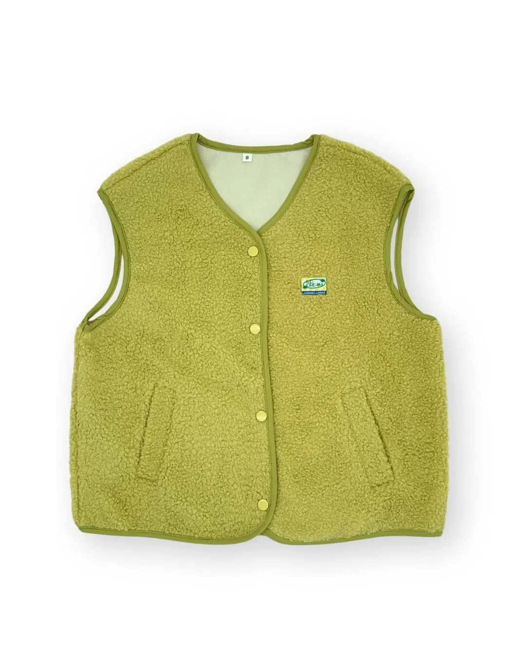 No Cream Teddyweste Vintage Hellgrün