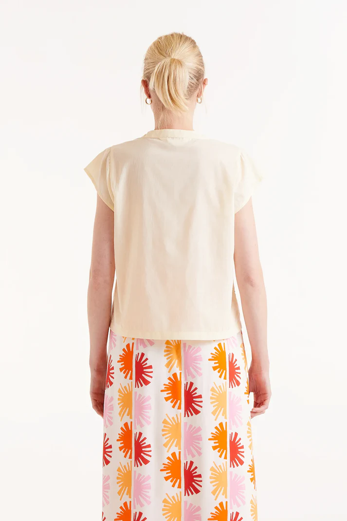 Compania Fantastica Bluse Sonne hellgelb bestickt