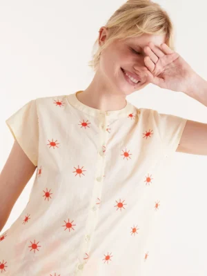 Compania Fantastica Bluse Sonne hellgelb bestickt