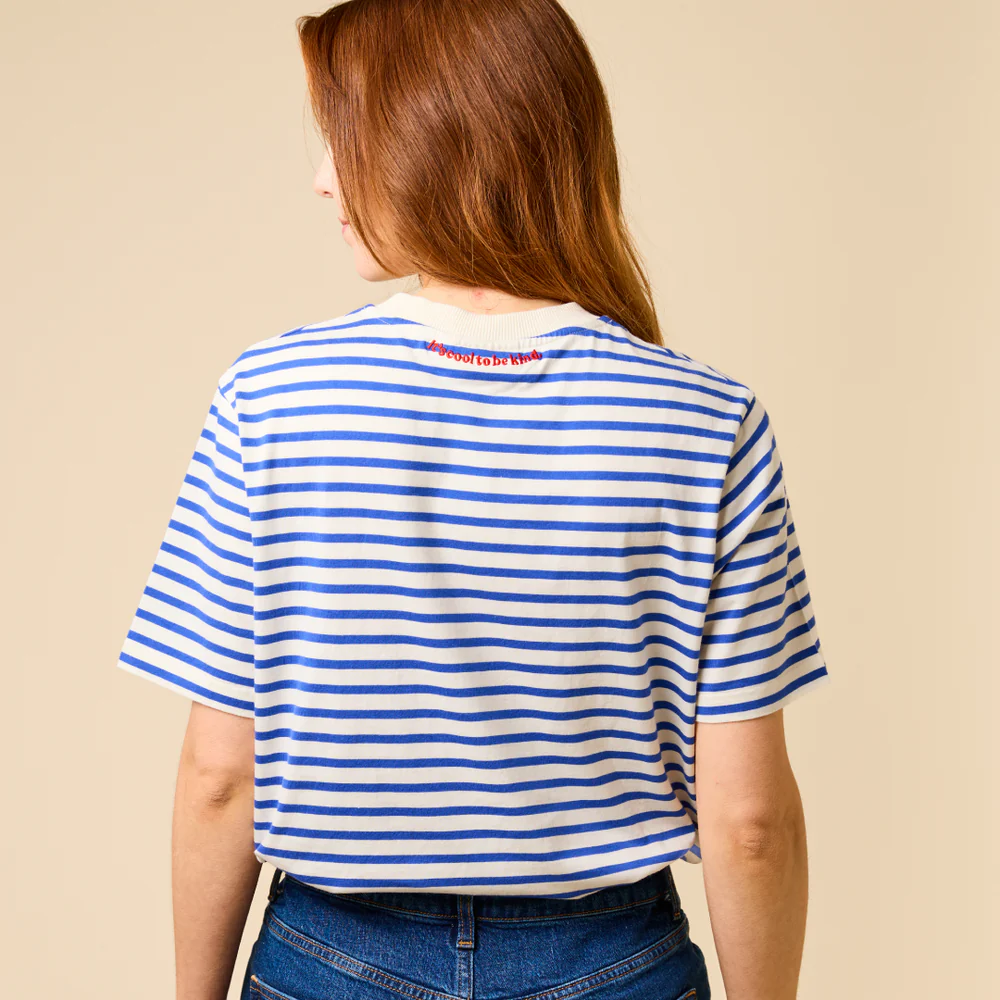 Popeia T-Shirt Gestreift Königsblau Offwhite