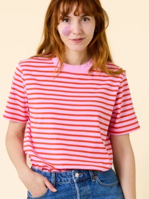 Popeia T-Shirt Gestreift Pink Rot