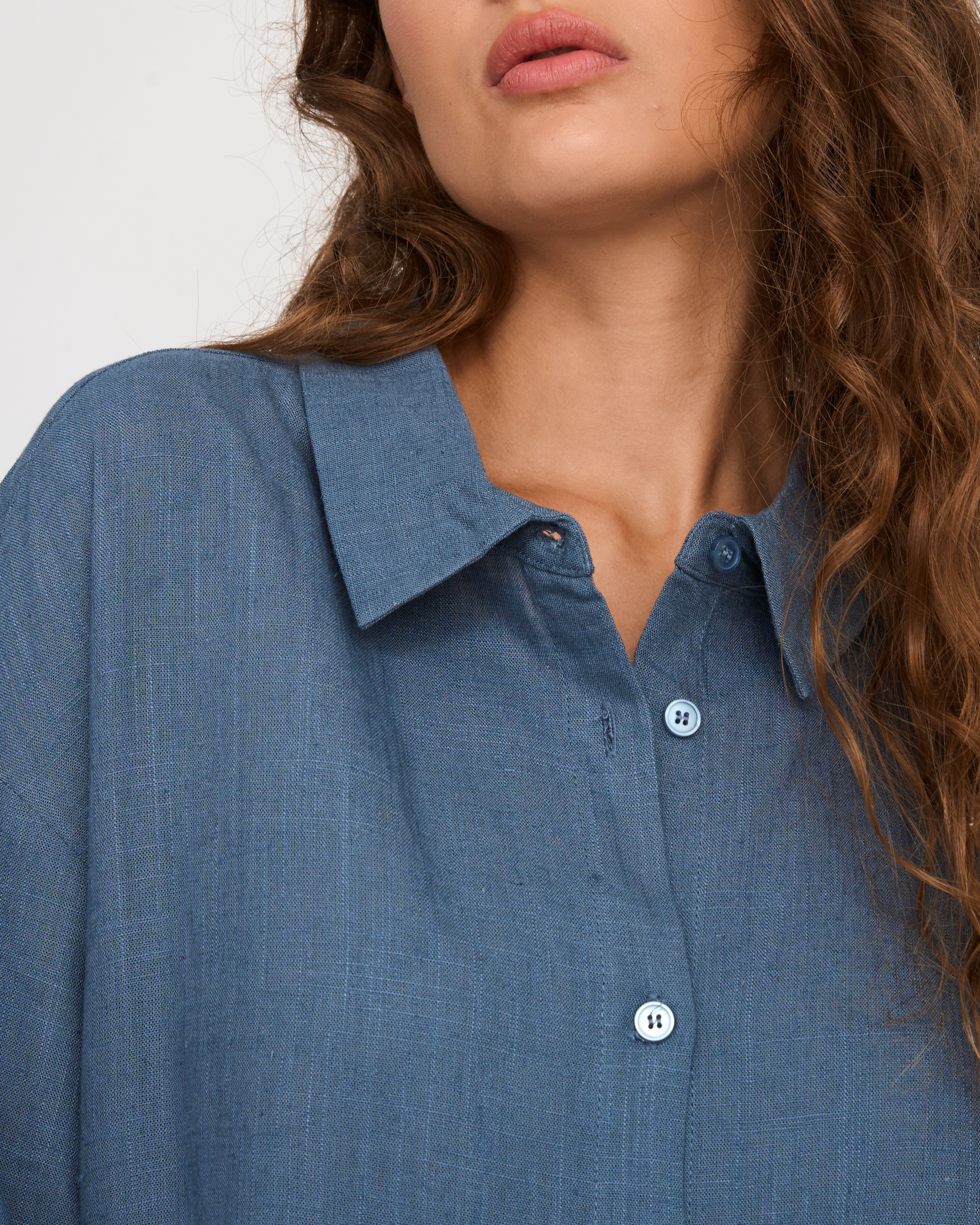 24 Colours Bluse Leinen Blau 24 Colours Bluse Leinen Blau