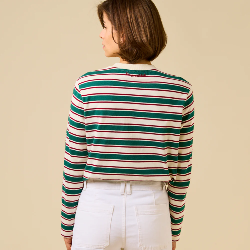Popeia Langarmshirt Gestreift Dunkelgrün/Bordeaux