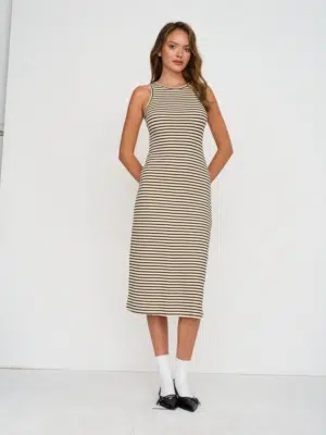 24 Colours Kleid Schwarz Weiss Gestreift