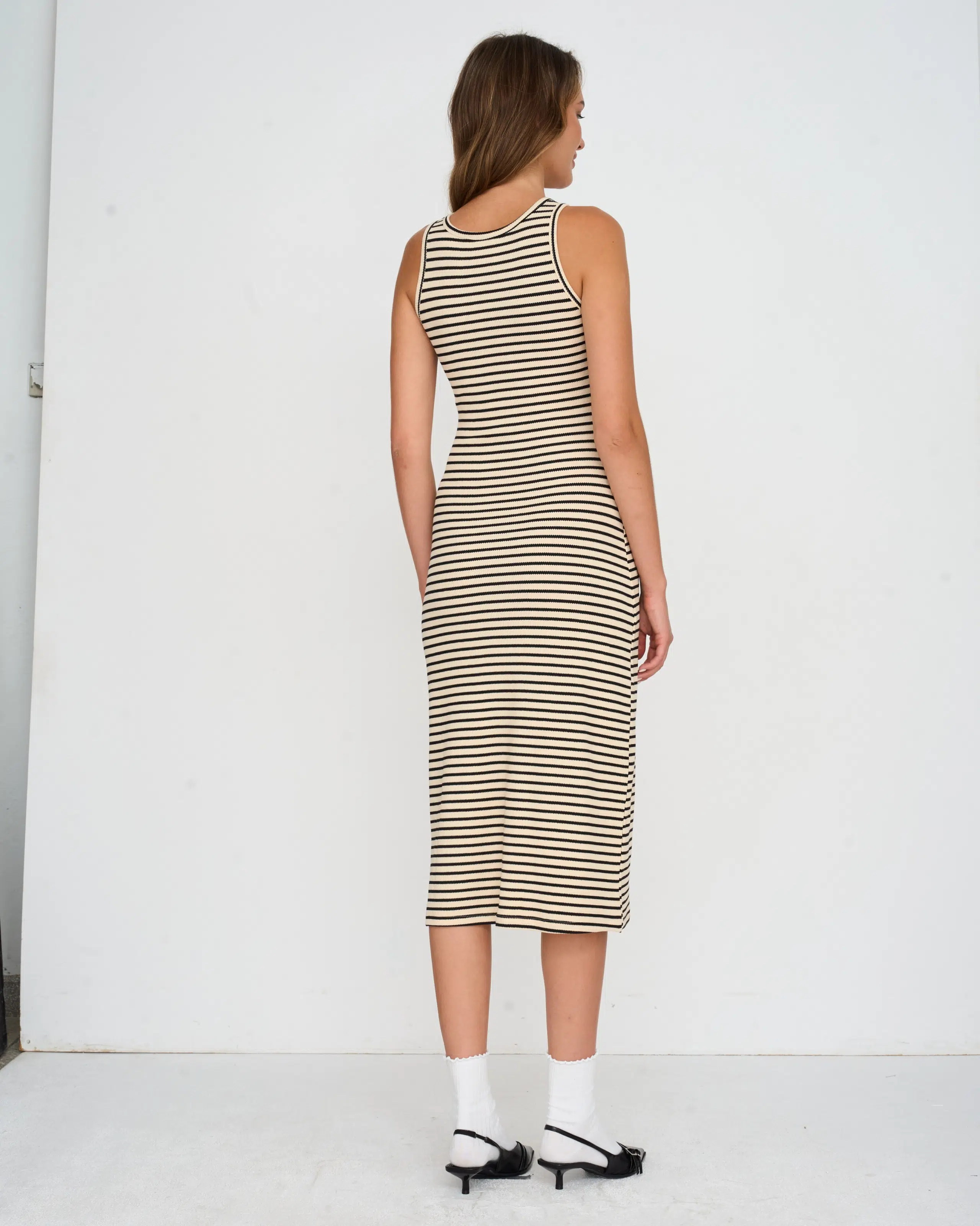 24 Colours Kleid Schwarz Weiss Gestreift