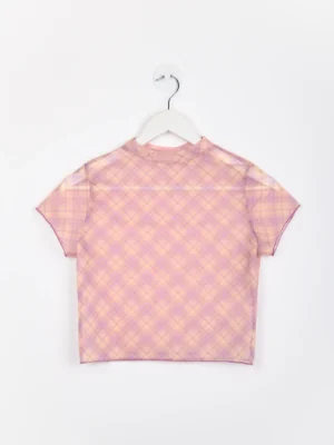 24 Colours T-Shirt durchsichtig rosa kariert