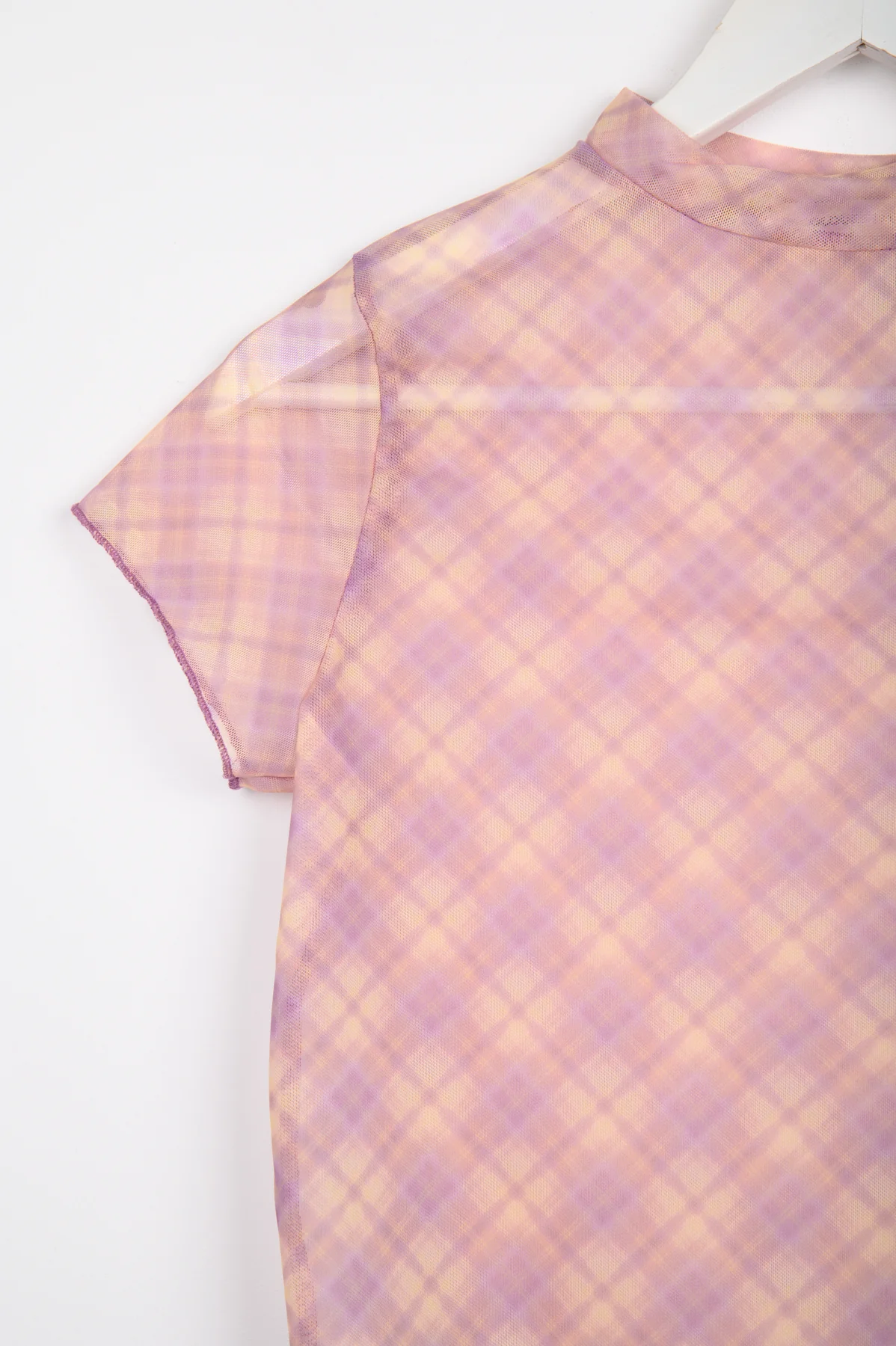24 Colours T-Shirt durchsichtig rosa kariert
