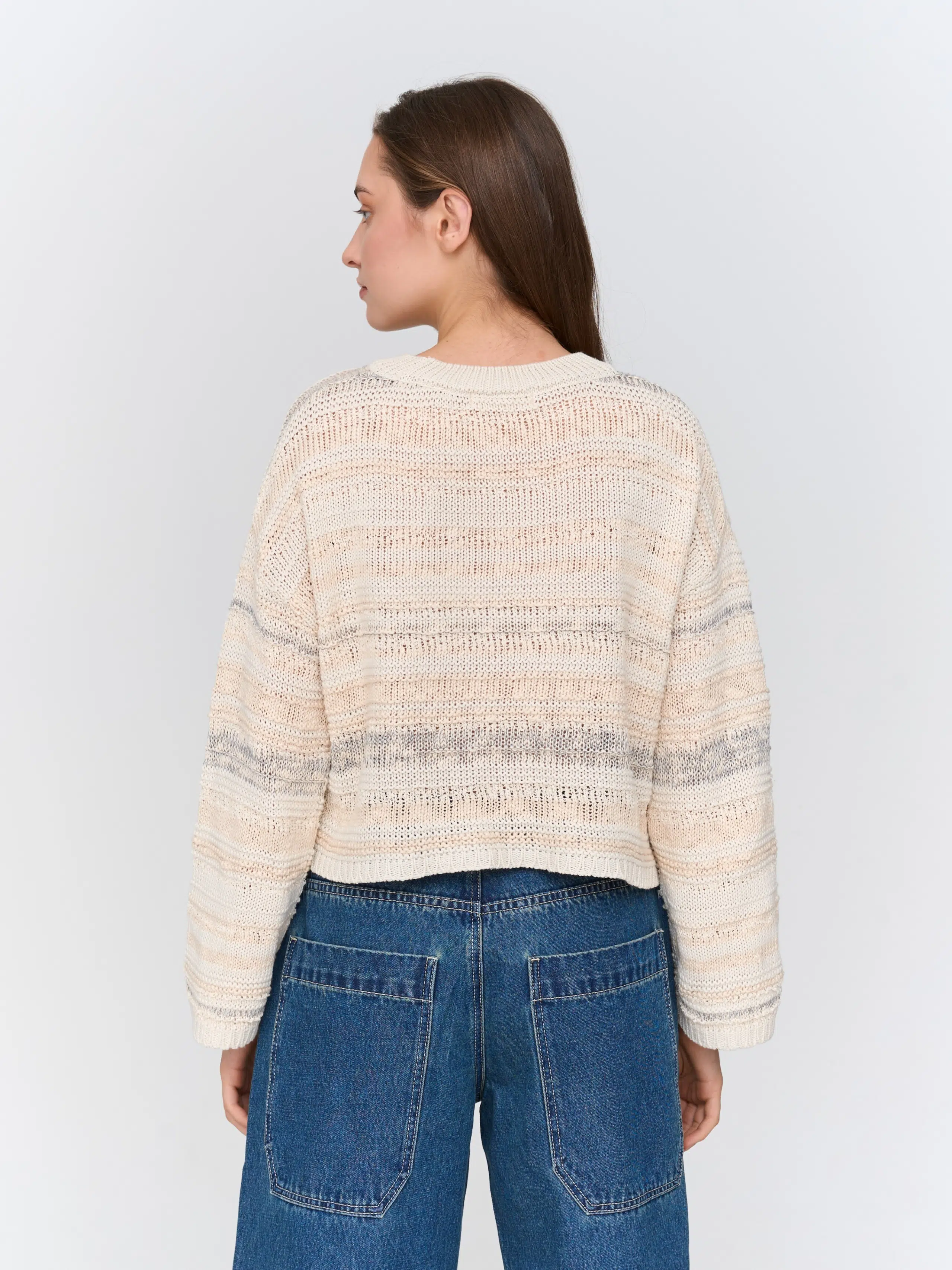 24 Colours Strickpullover gemustert beige