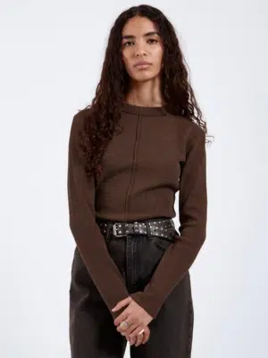 Dr.Denim Langarmshirt Waffle Chocolate