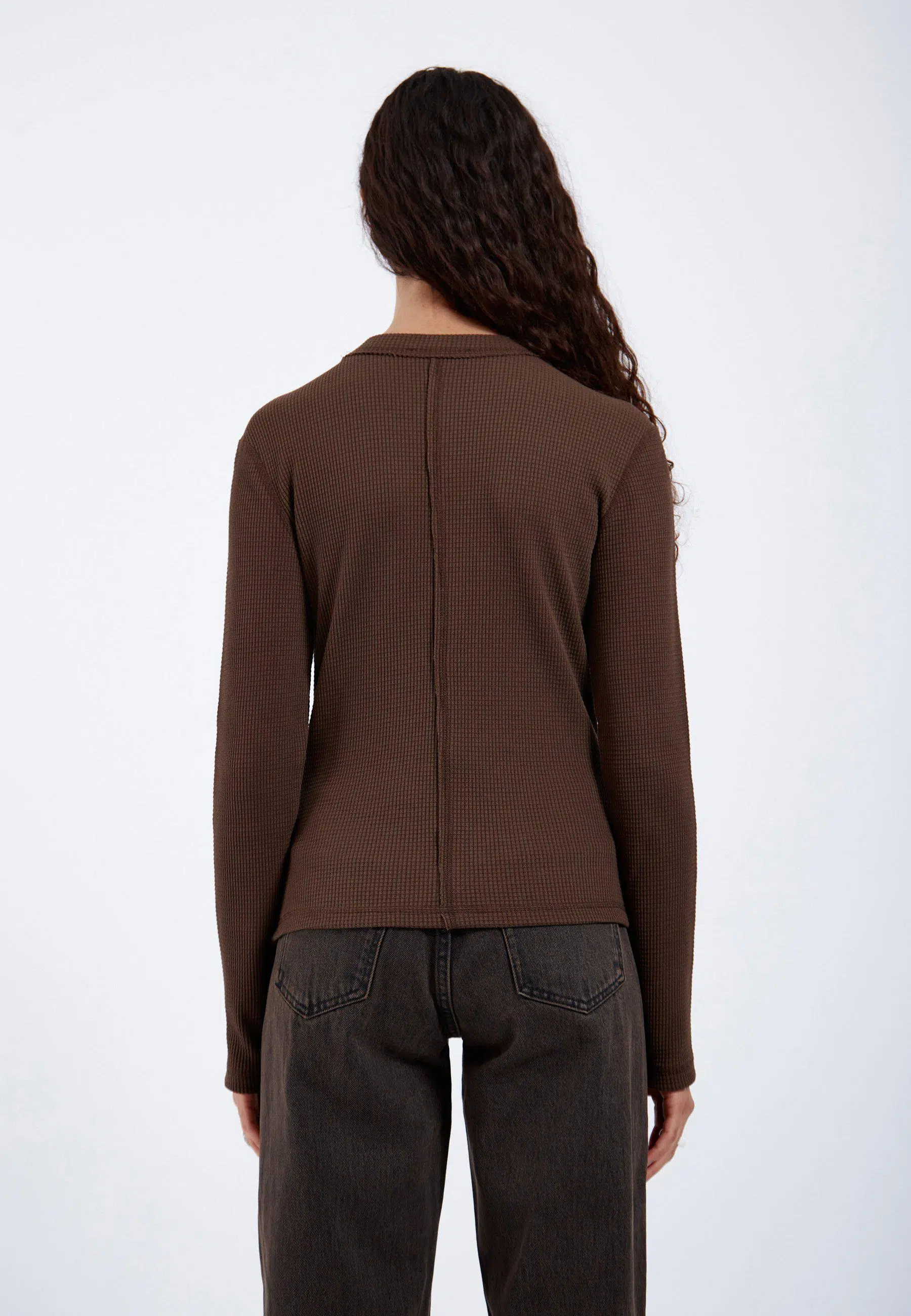 Dr.Denim Langarmshirt Waffle Chocolate