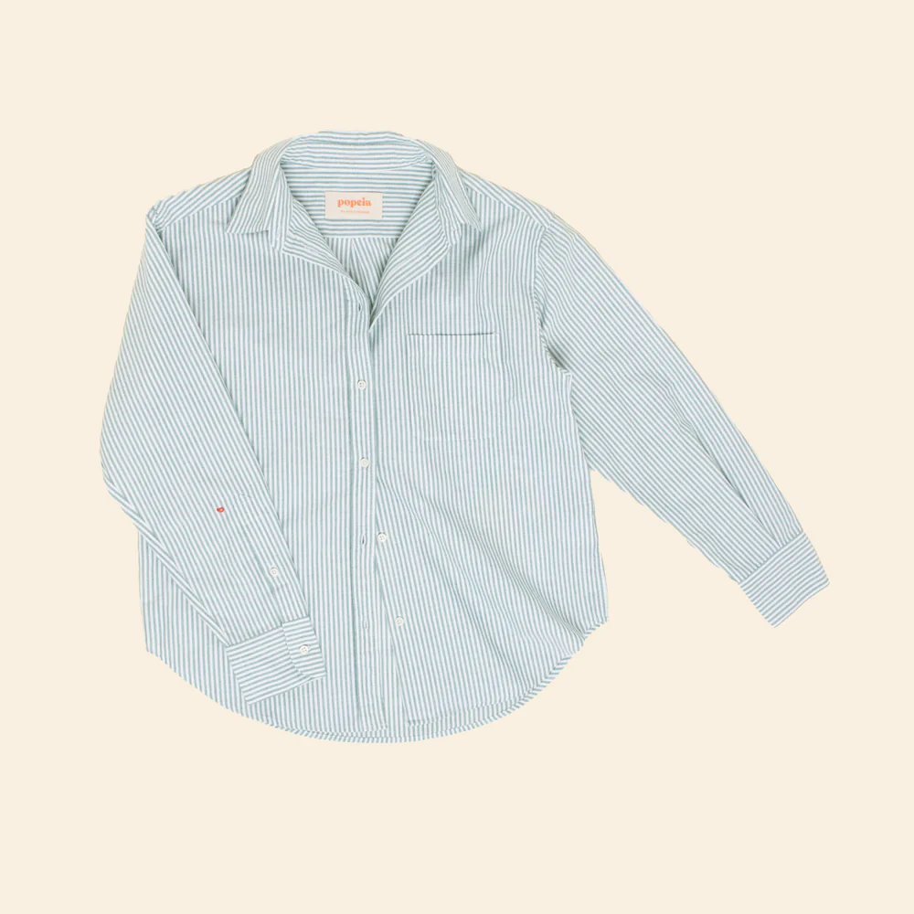 Popeia Langarmshirt Gestreift Grün/Weiß