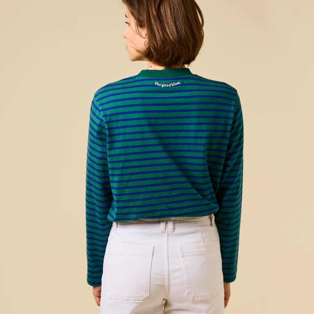Popeia Langarmshirt Gestreift Dunkelgrün/Blau