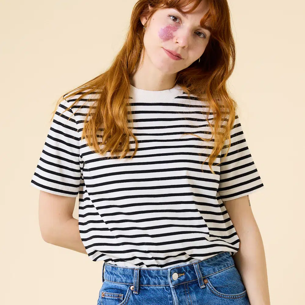 Popeia T-Shirt Gestreift Schwarz Weiss
