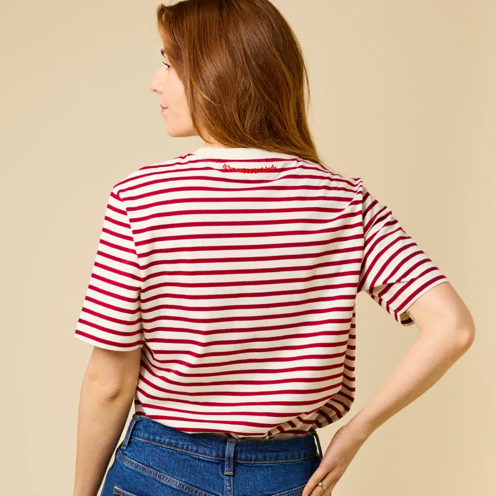 Popeia T-Shirt Gestreift Bordeaux Off-White
