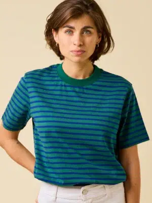 Popeia T-Shirt Gestreift Dunkelgrün/Blau