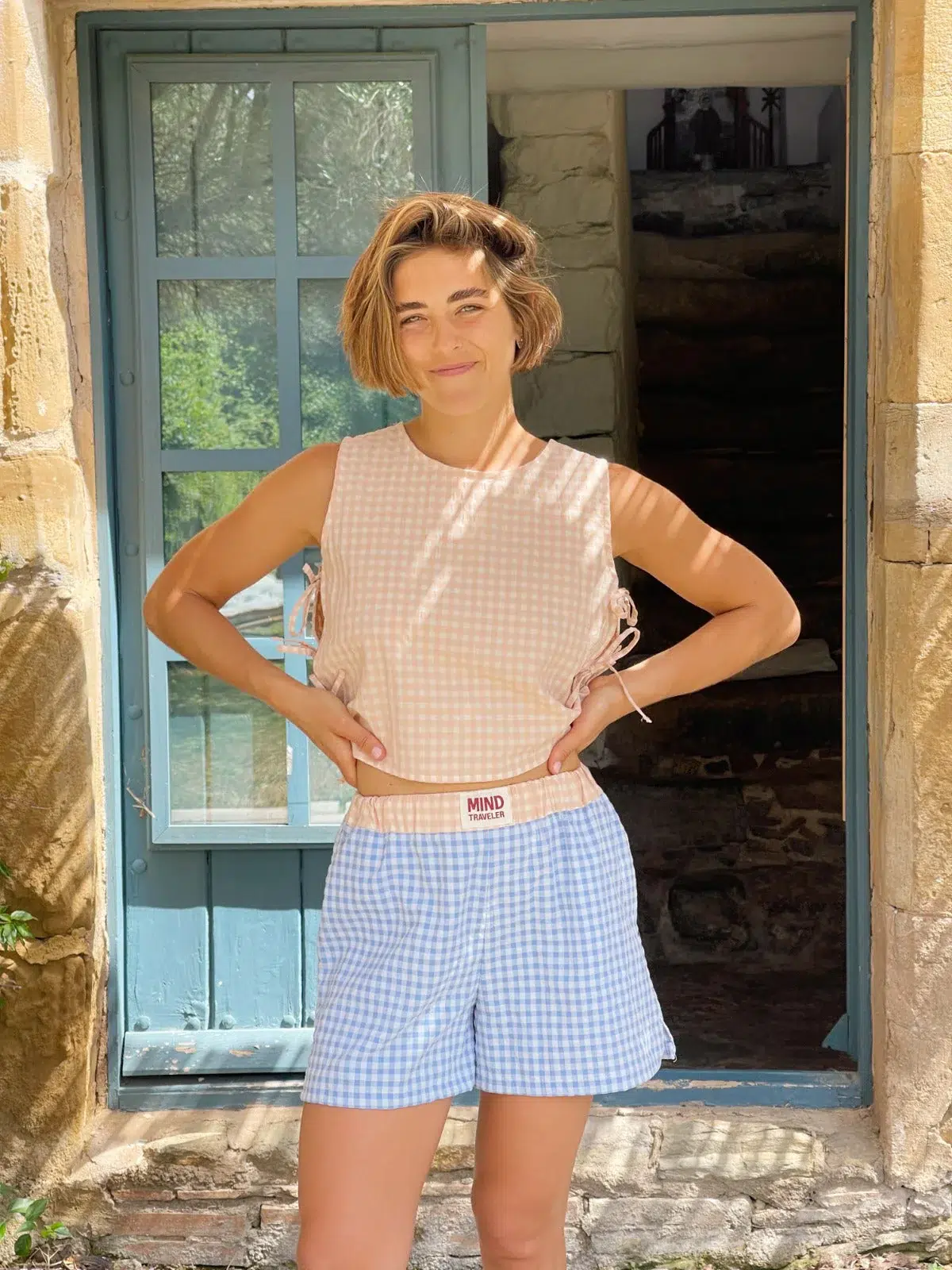 Mindtraveler Shorts Blau Gelb Kariert