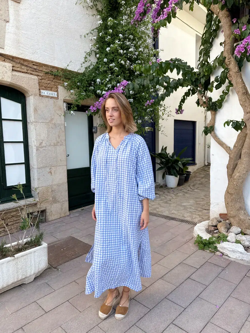 Mindtraveler Maxikleid Vichymuster Blau Mindtraveler Maxikleid Vichymuster Blau