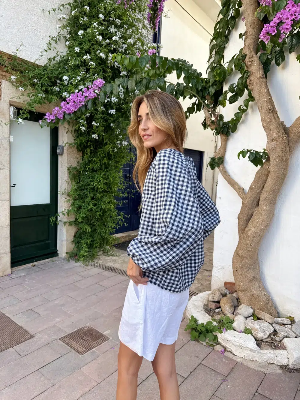 Mindtraveler Bluse Vichymuster Dunkelblau