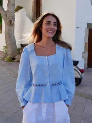 Mindtraveler Bluse Leinen hellblau