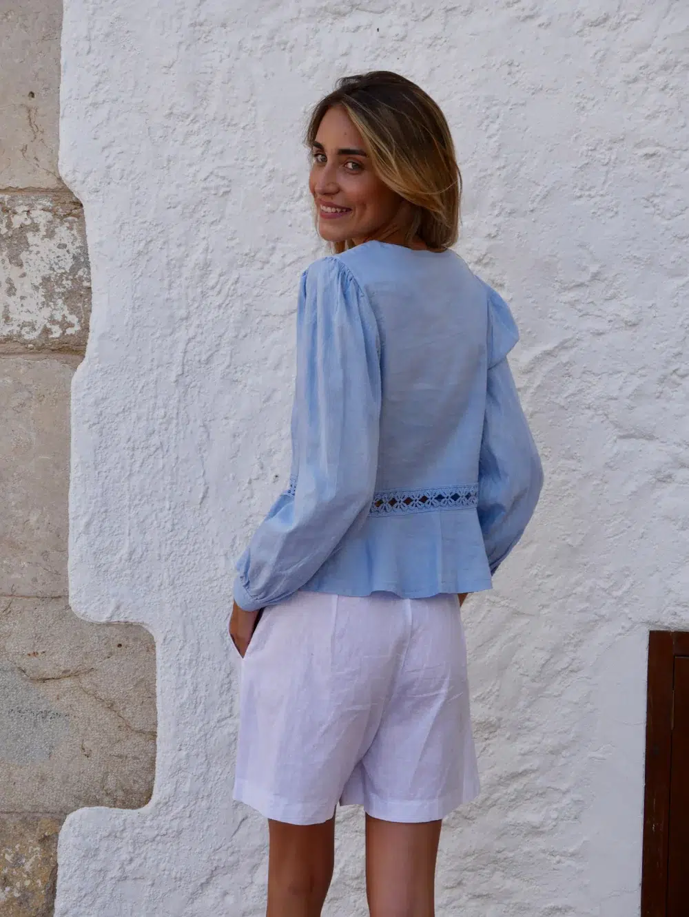 Mindtraveler Bluse Leinen hellblau