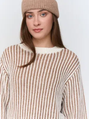 24 Colours Strickpullover Weiss Beige