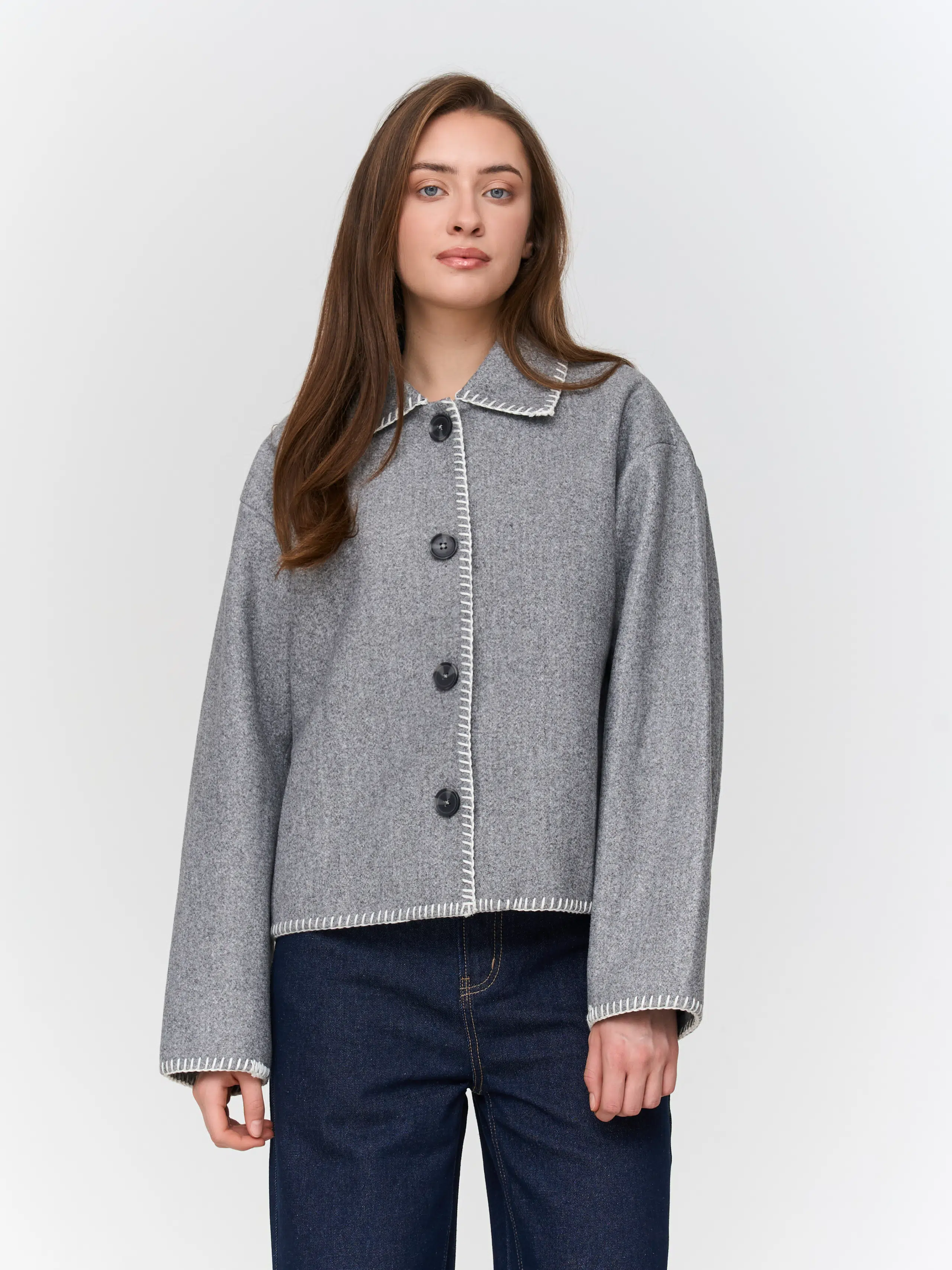 24 Colours Jacke mit Kragen grau