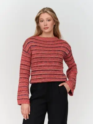 24 Colours Strickpullover pink gestreift