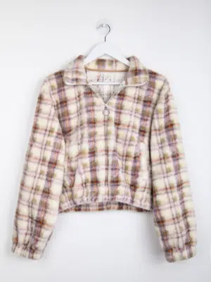 24 Colours Fleecepullover kariert beige braun