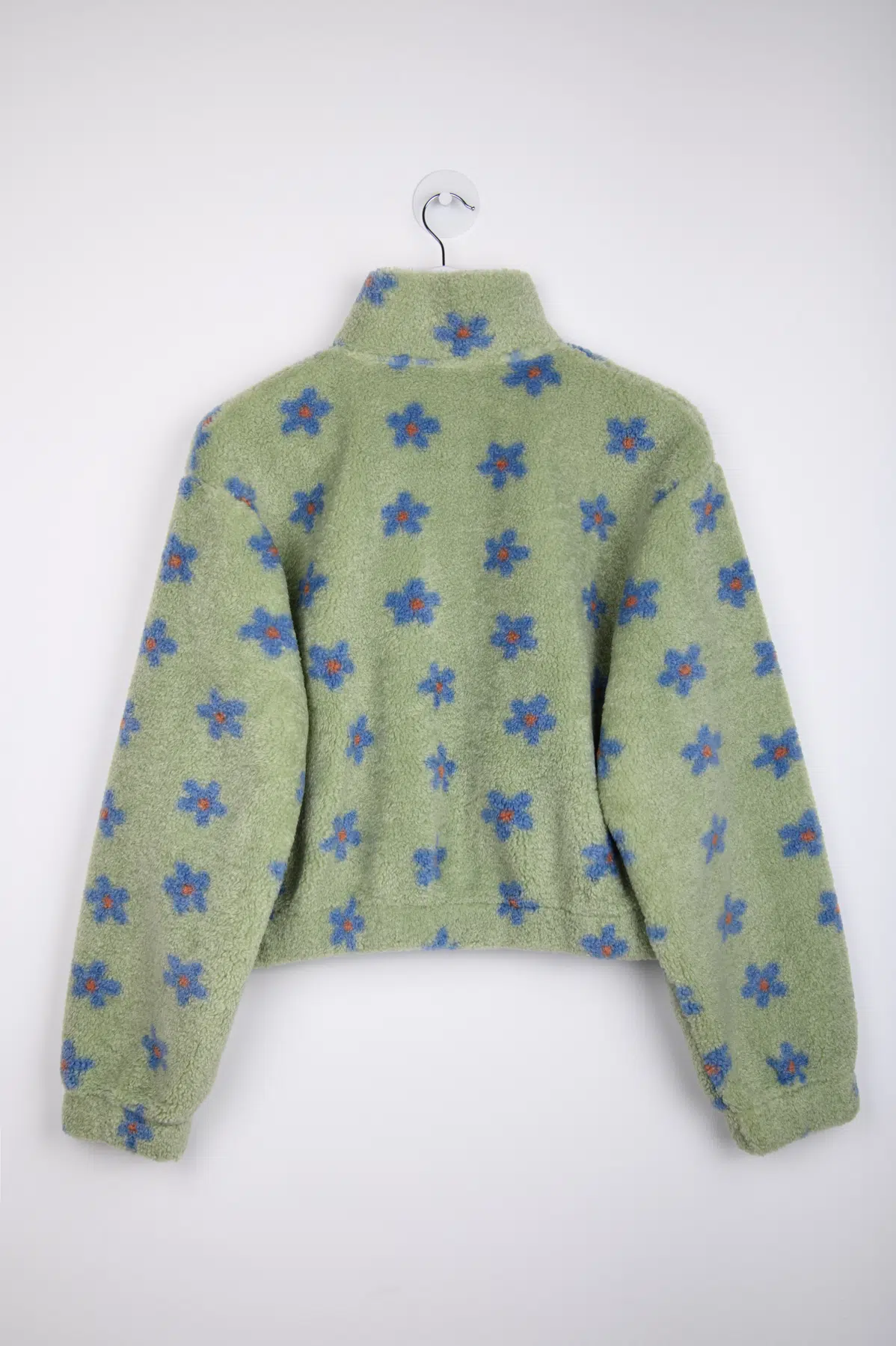 24 Colours Fleecepullover grün gemustert mit Blumen